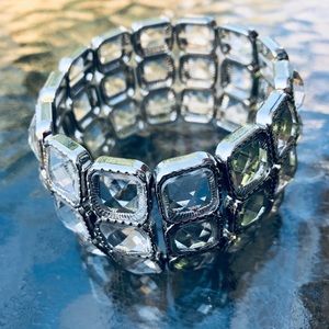 Silver-tone & Glass Statement Stretch Bracelet